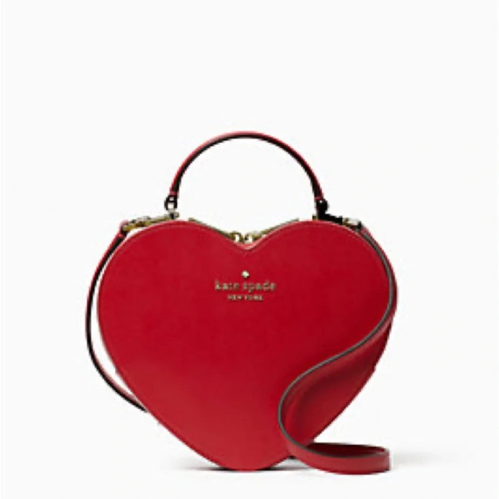 Kate Spade Love Shack Heart Leather Bag Purse Candied Cherry Red Saffiano NEW